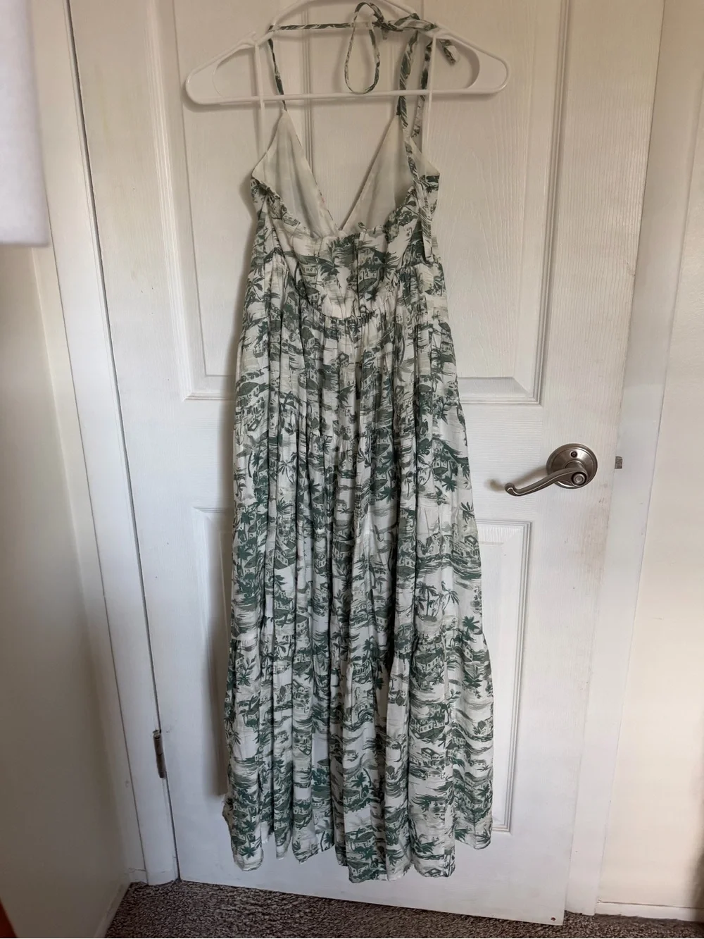 Abercrombie & Fitch White and Green Botanical Maxi Dress